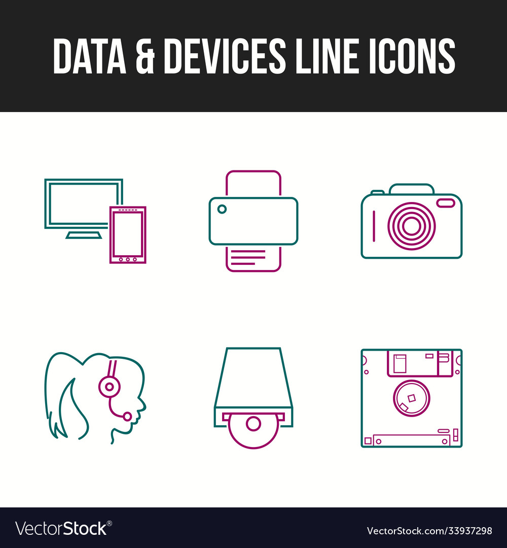 Unique line icon set data and devices