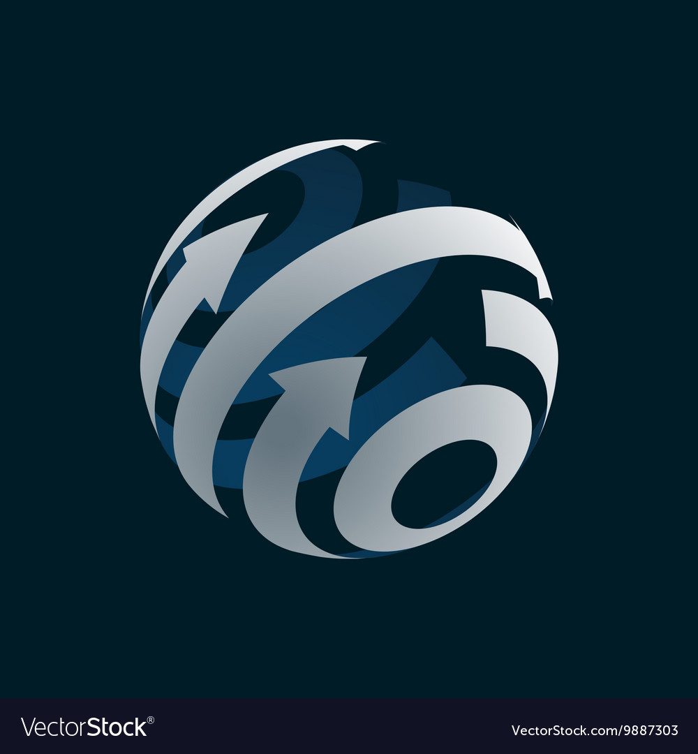 Abstract globe logo element rotating arrows Vector Image