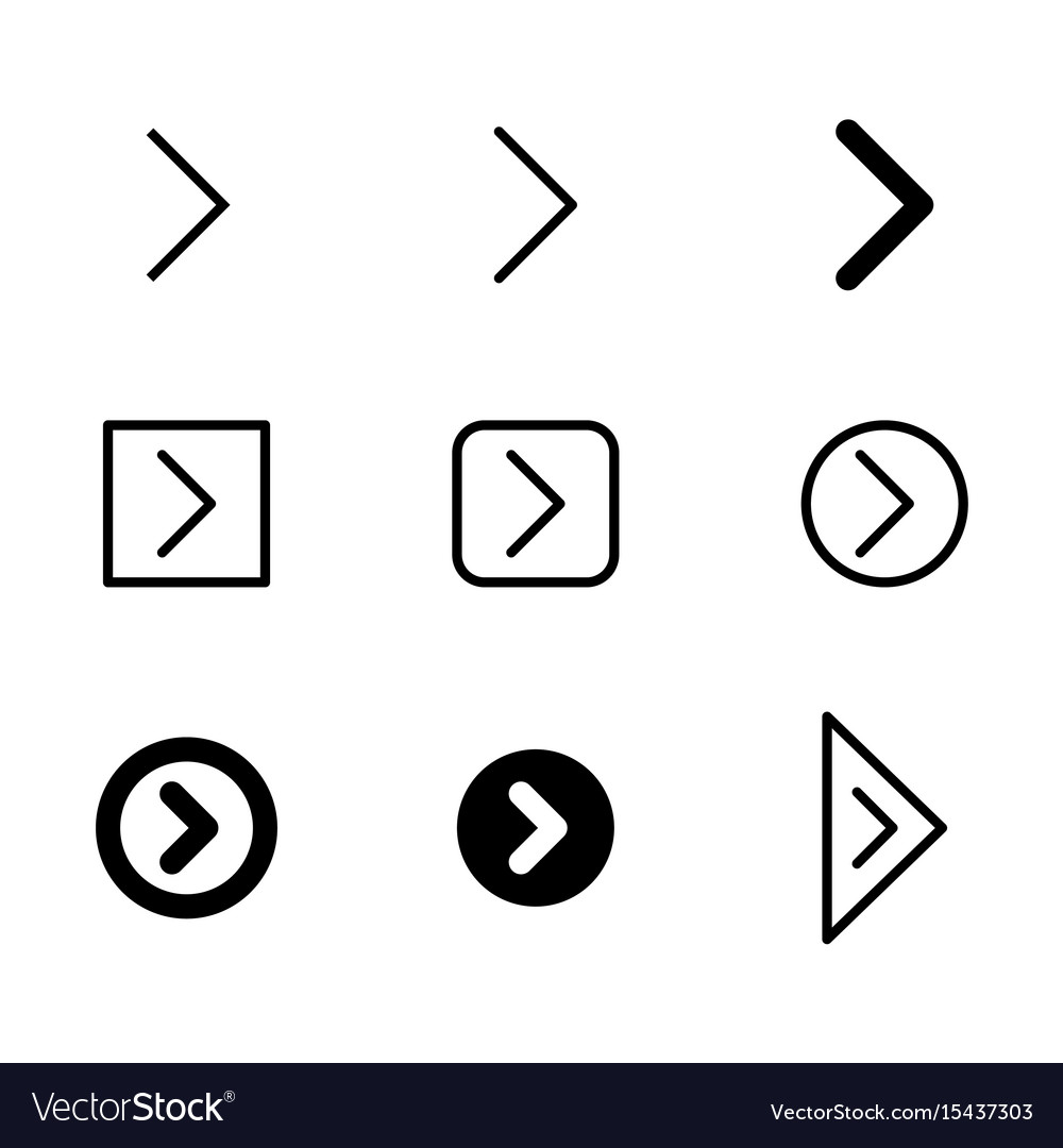 Arrow icon set in thin line and filled