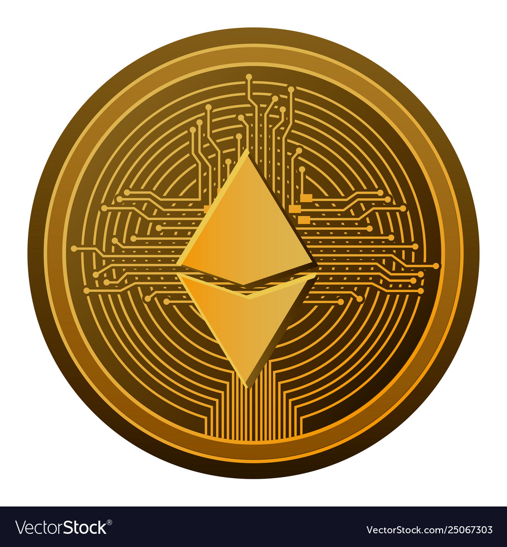 Cryptocurrency etherum coin with circuit lines