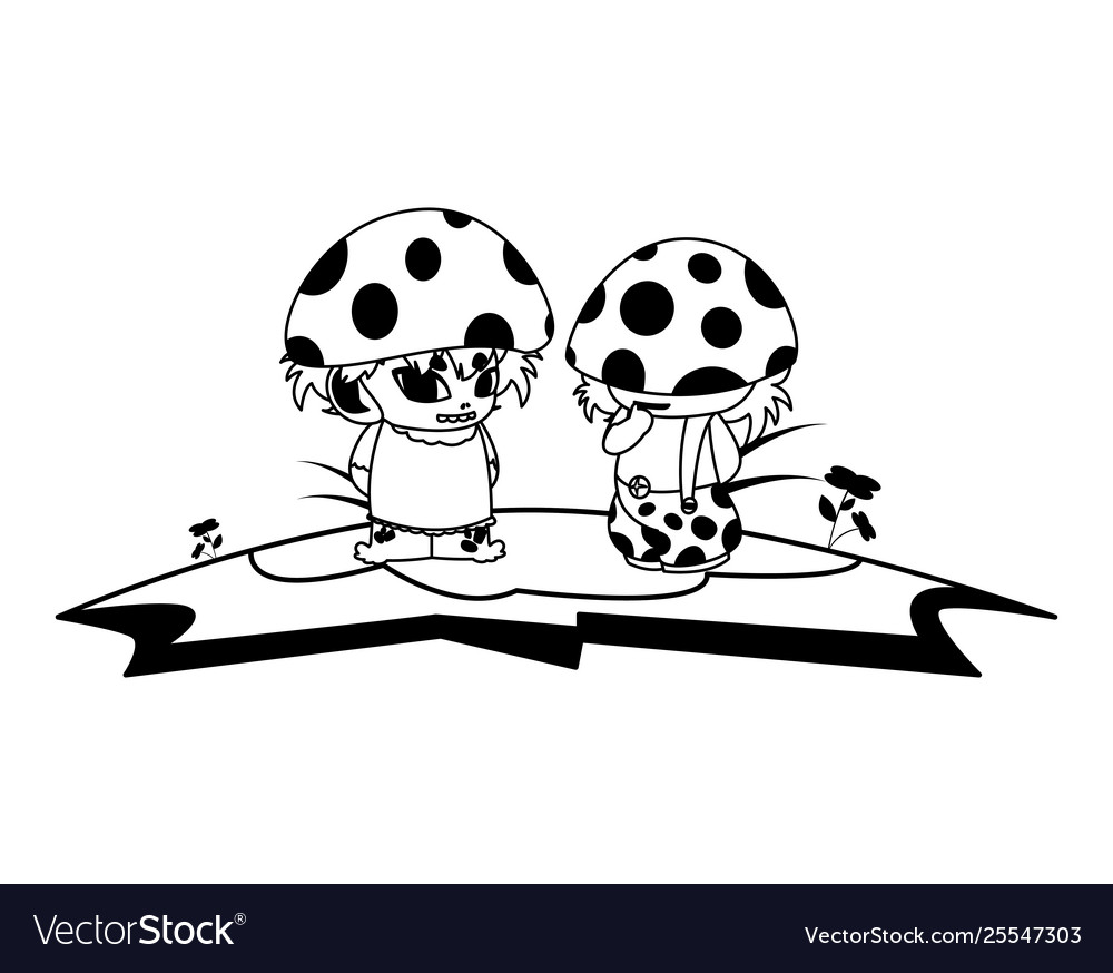 Fungus Elfs In Garden Magic Characters Royalty Free Vector
