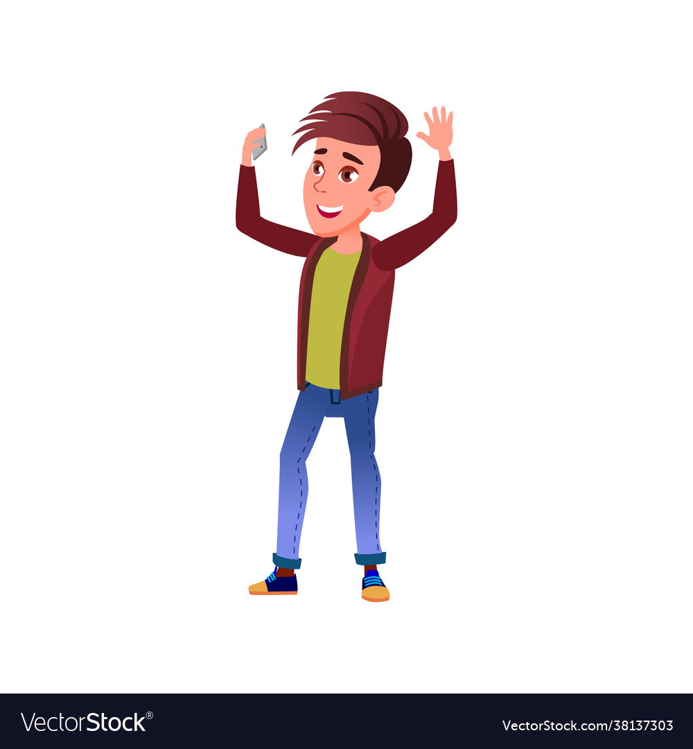 Happiness boy teenager won in video game Vector Image Happiness boy teenager won in video game Vector Image