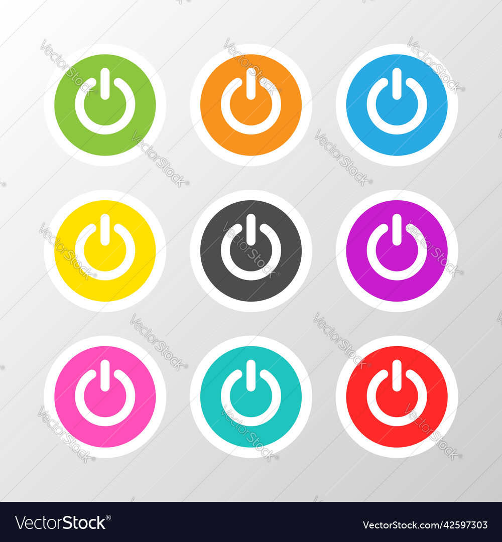 On and off buttons in flat style toggle switch