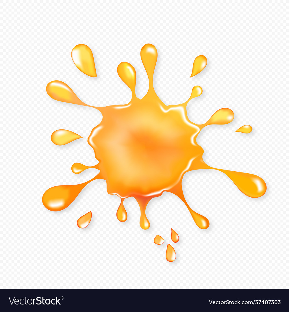 Orange blob glossy slime blot on transparent Vector Image