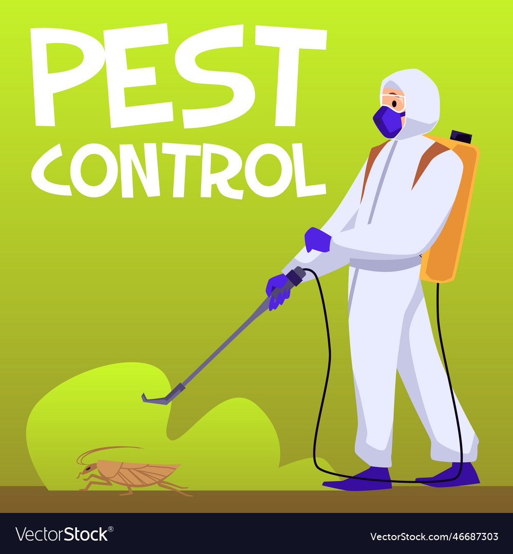 Pest control banner or poster with disinfector Vector Image