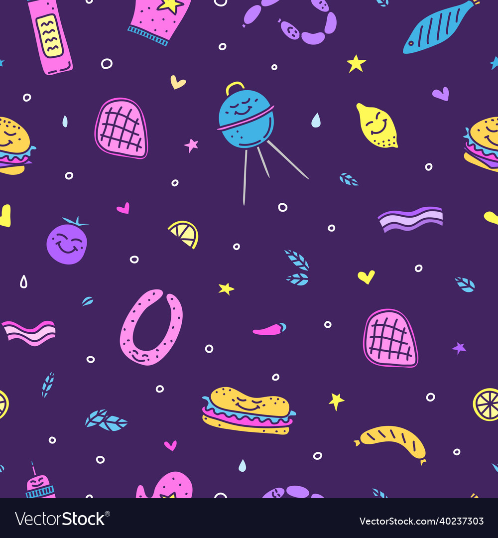 Seamless pattern with barbecue picnic icons