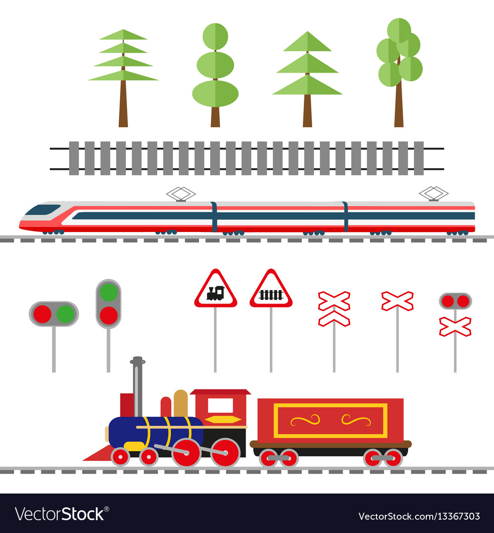 Set of objects for the decoration railway