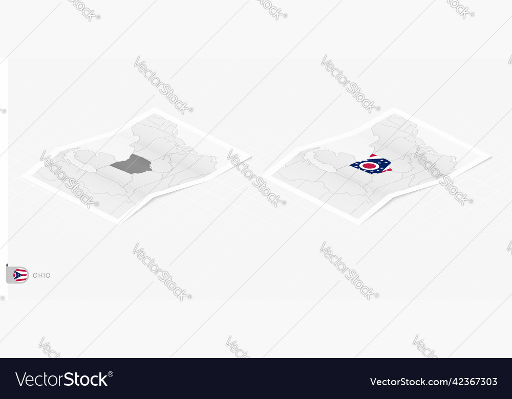 Set of two realistic map ohio with shadow