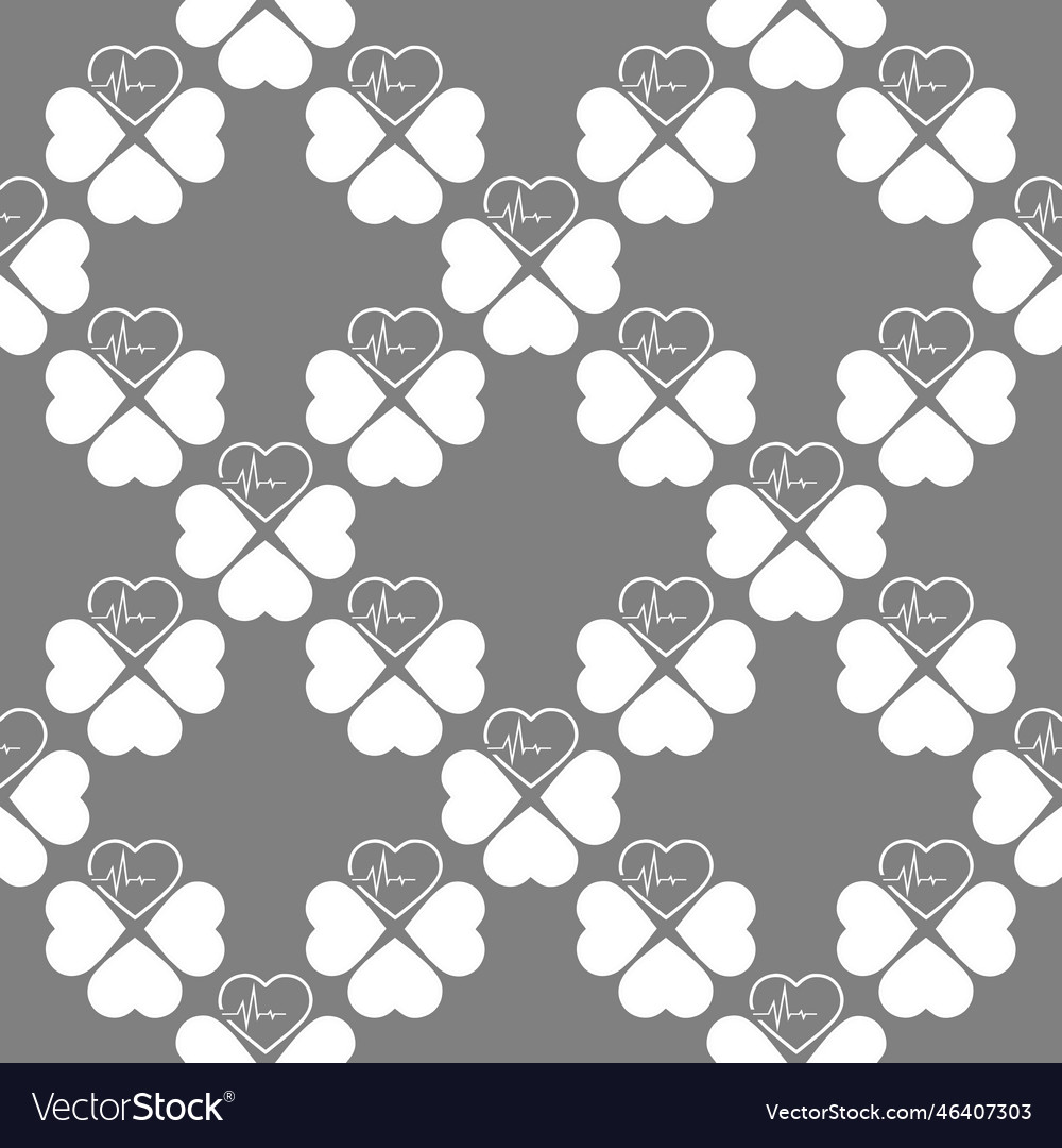 Simple seamless pattern of white hearts on a gray