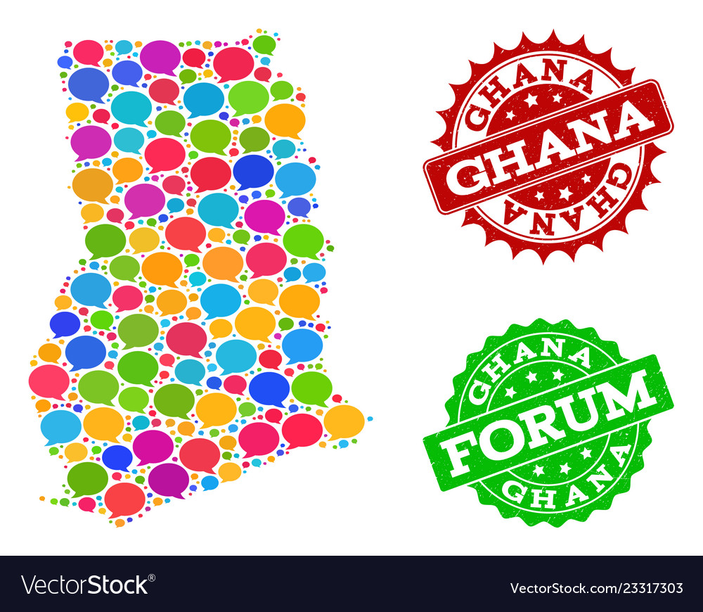 Social network map of ghana with message bubbles vector image Social network map of ghana with message bubbles