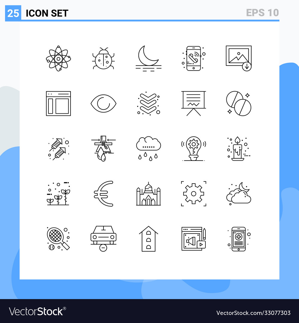 Stock icon pack 25 line signs and symbols