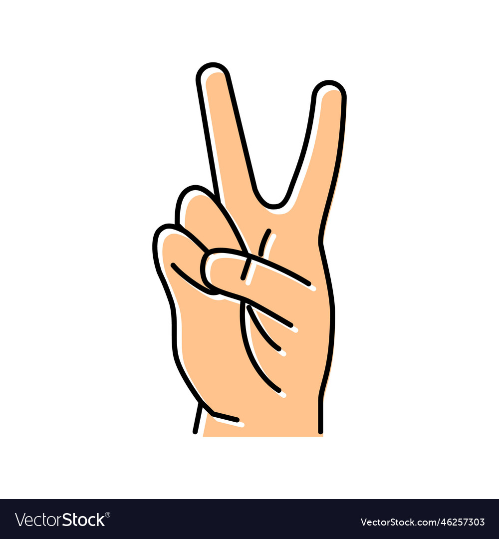 Two number hand gesture color icon