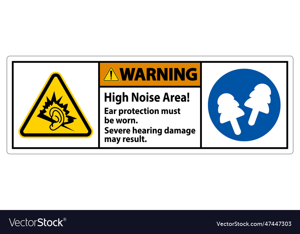 Warning sign high noise area ear protection must