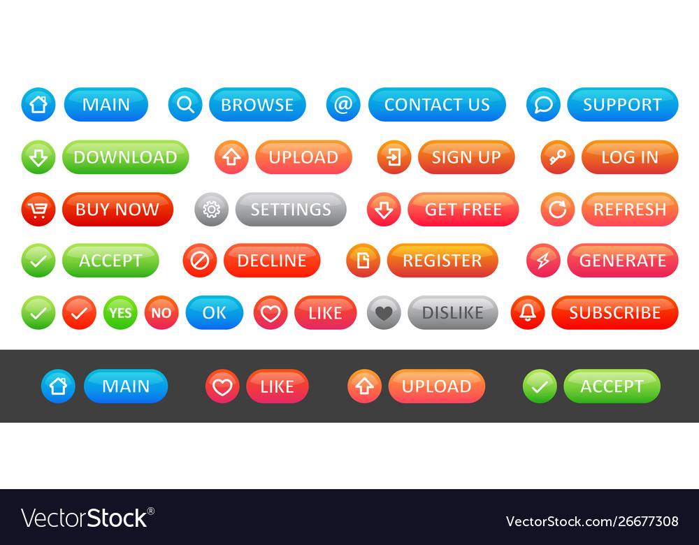 A set colorful round icons and buttons vector image A set colorful round icons and buttons