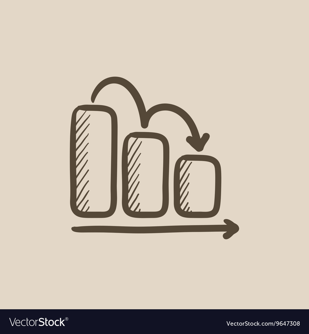 Bar chart down sketch icon
