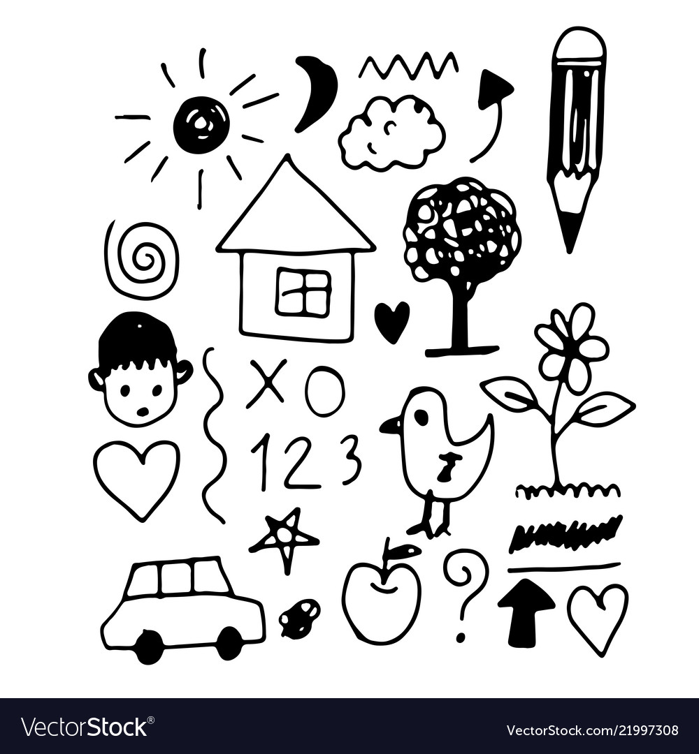 Children hand draw doodle icon