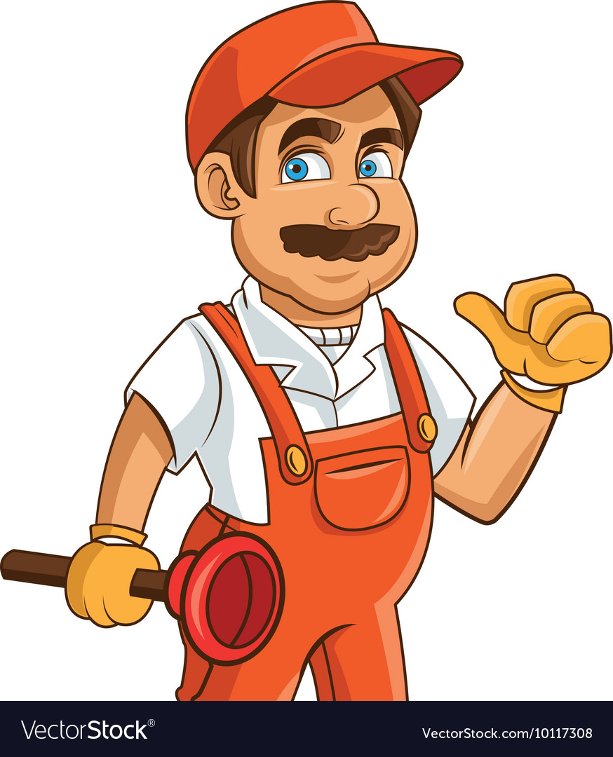 Construction or industrial worker holding plunger Vector Image