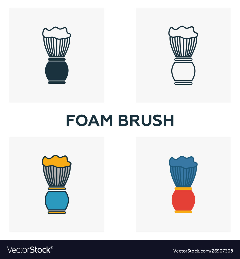 Foam brush icon set four elements in different