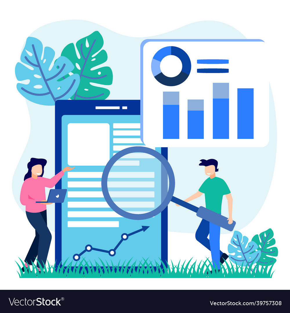 Graphic cartoon character of data analysis