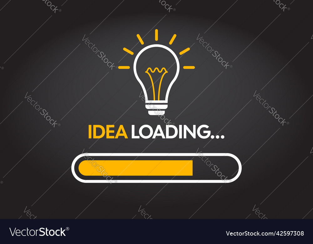Idea loading in flat style light bulb on isolated Vector Image Idea loading in flat style light bulb on isolated