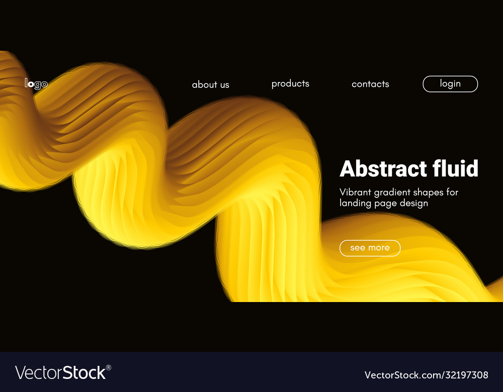 Landing page template with abstract fluid shapes vector image Landing page template with abstract fluid shapes