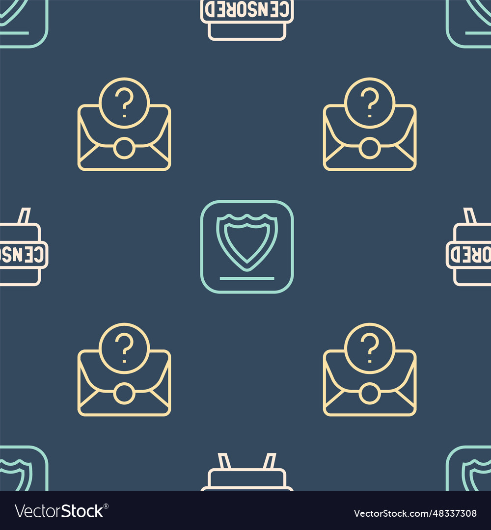 Set line censored stamp envelope with question vector image Set line censored stamp envelope with question