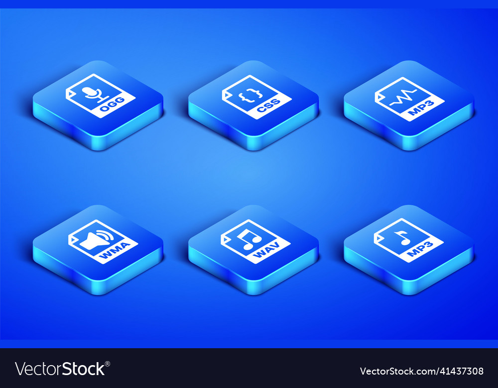 Set mp3 file document ogg wav wma css and icon Vector Image Set mp3 file document ogg wav wma css and icon
