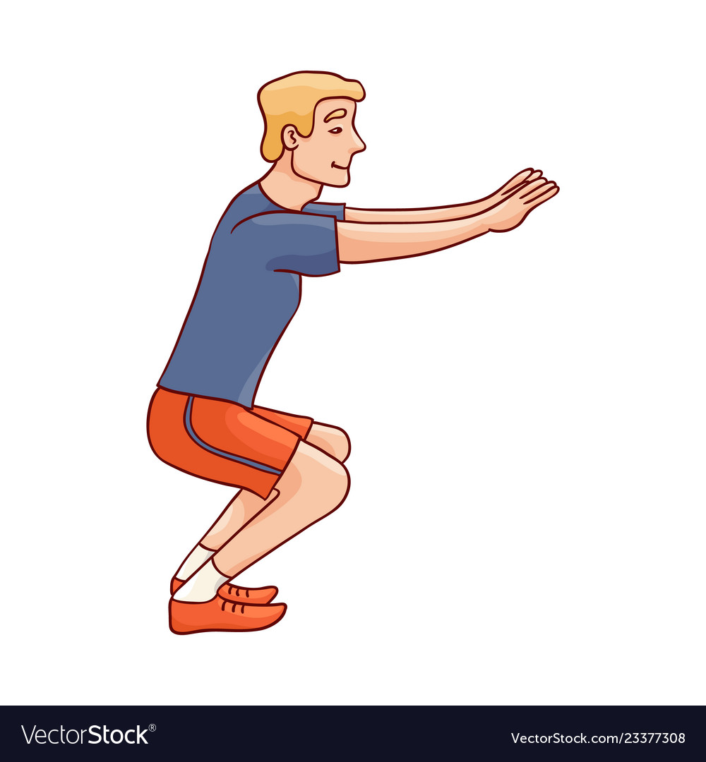 Sketch man sportsman squat doing exercise Vector Image