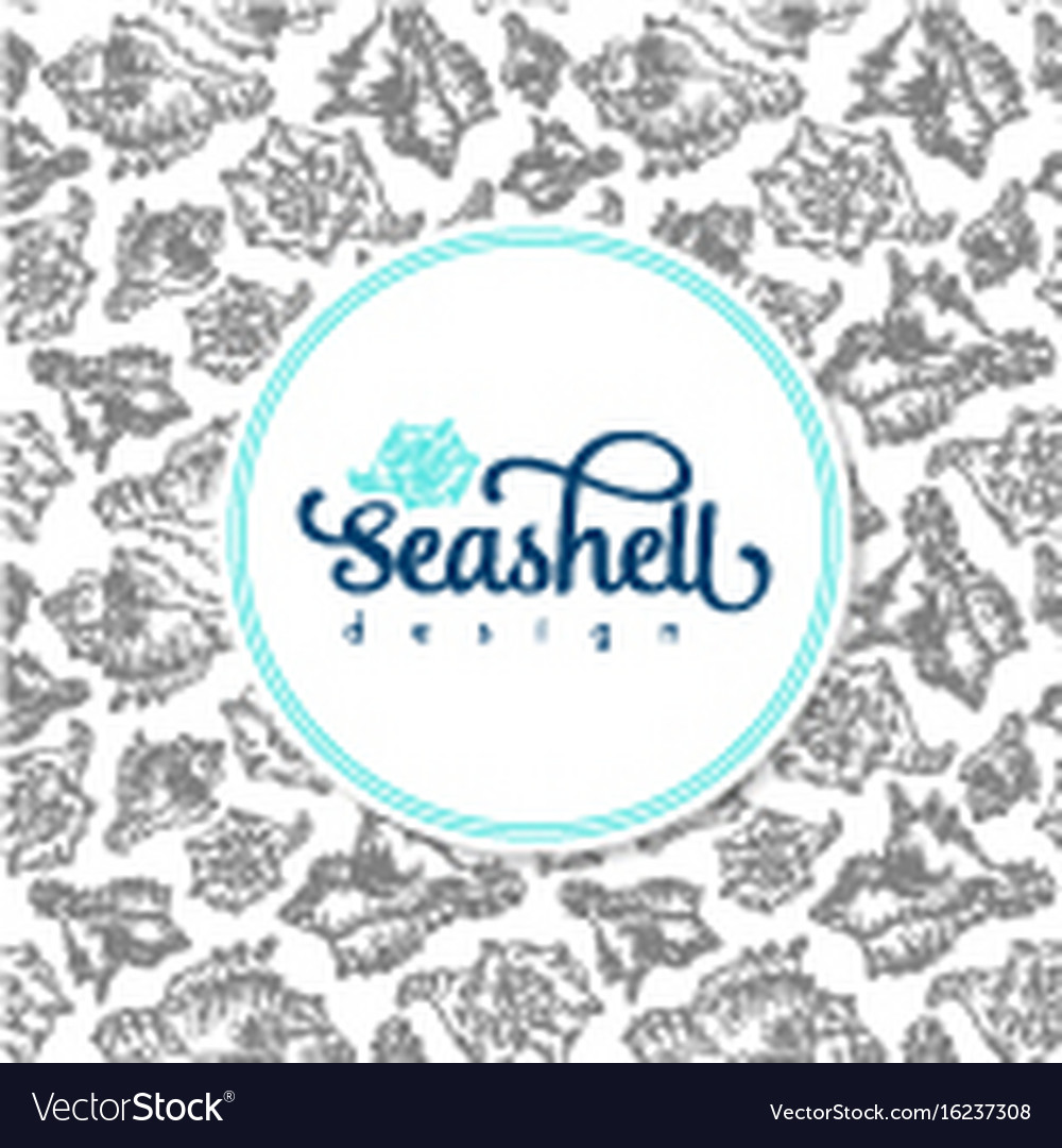 Sketch seashell card template background