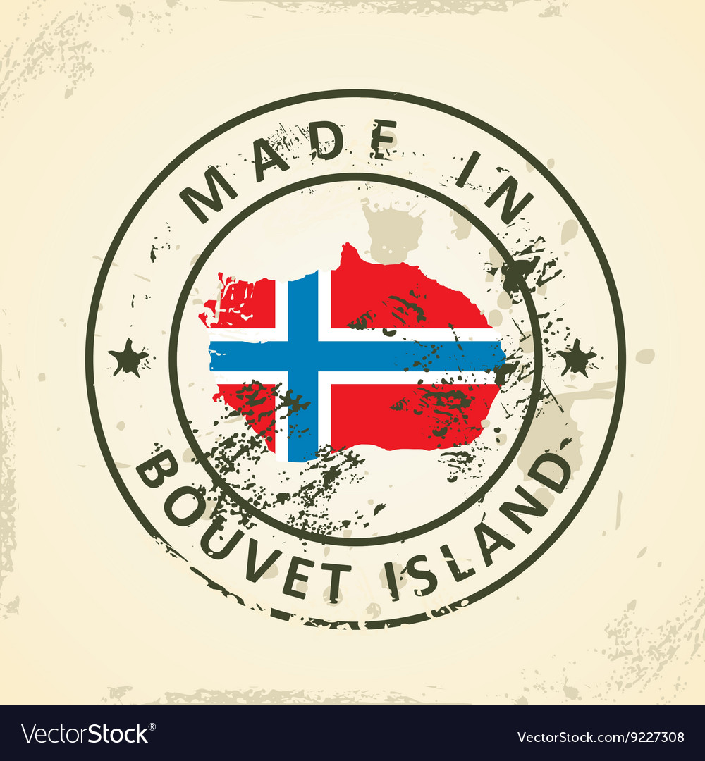 Stamp with map flag of bouvet island