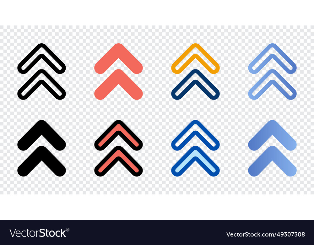Up arrows icons in different style vector image Up arrows icons in different style