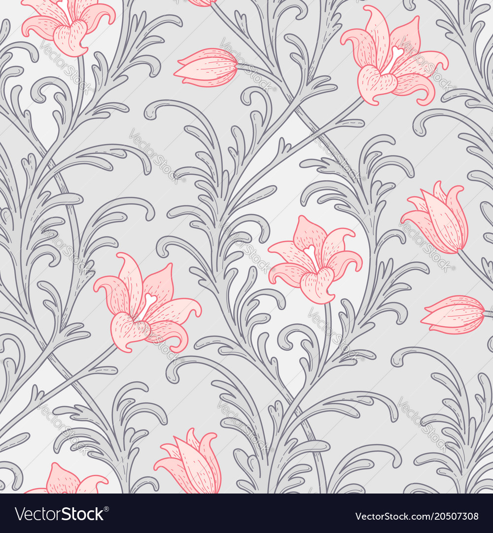 Victorian lily pattern Royalty Free Vector Image