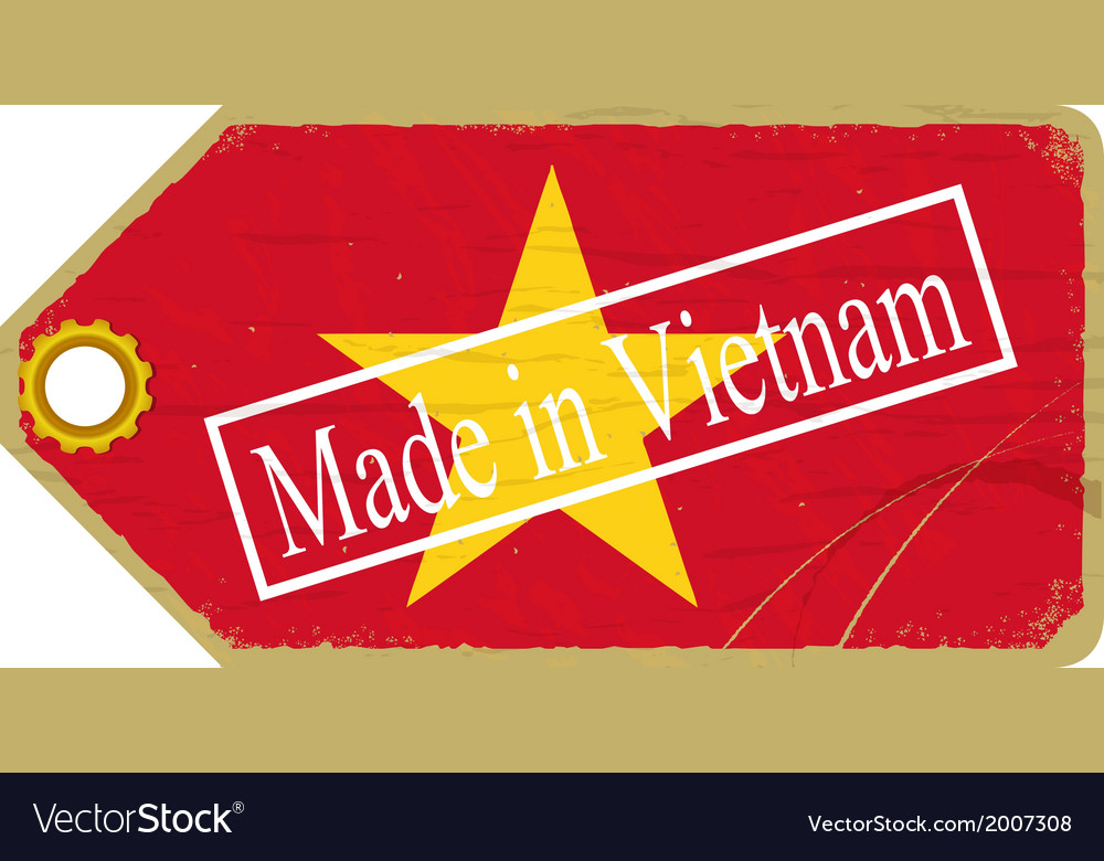 Vintage label with the flag of vietnam