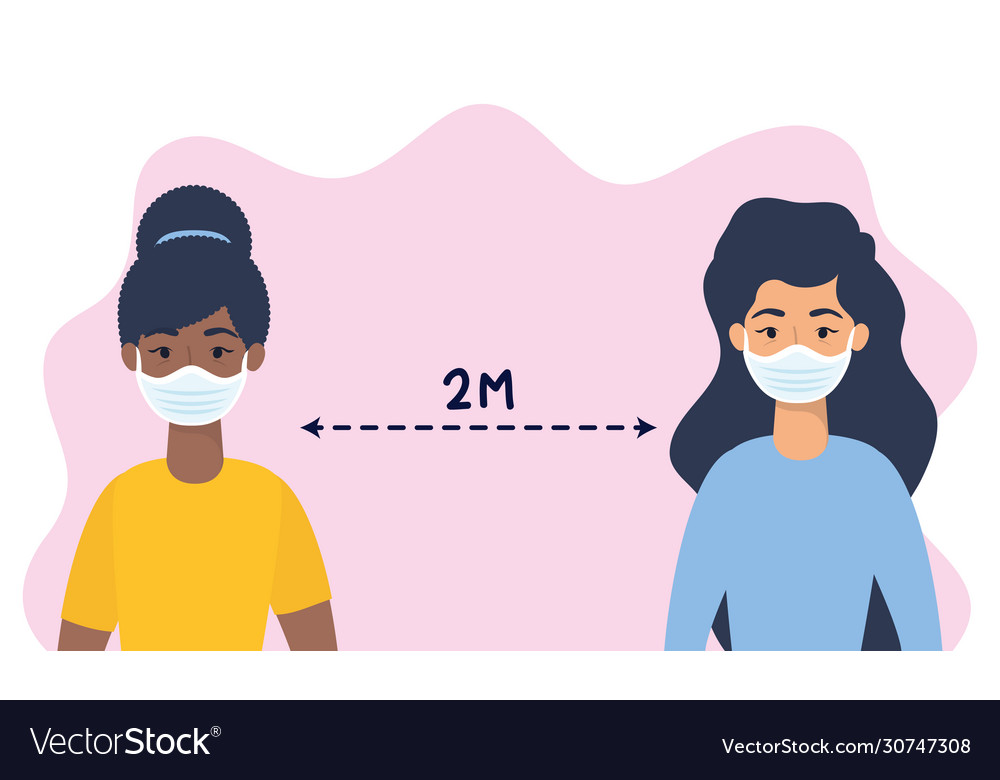 Women with social distancing for covid19 Vector Image