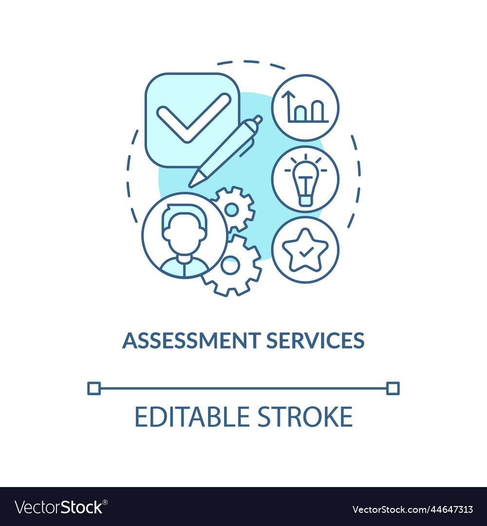 Assessment services turquoise concept icon Vector Image