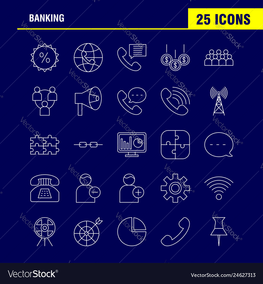 Banking line icon for web print and mobile uxui vector image Banking line icon for web print and mobile uxui