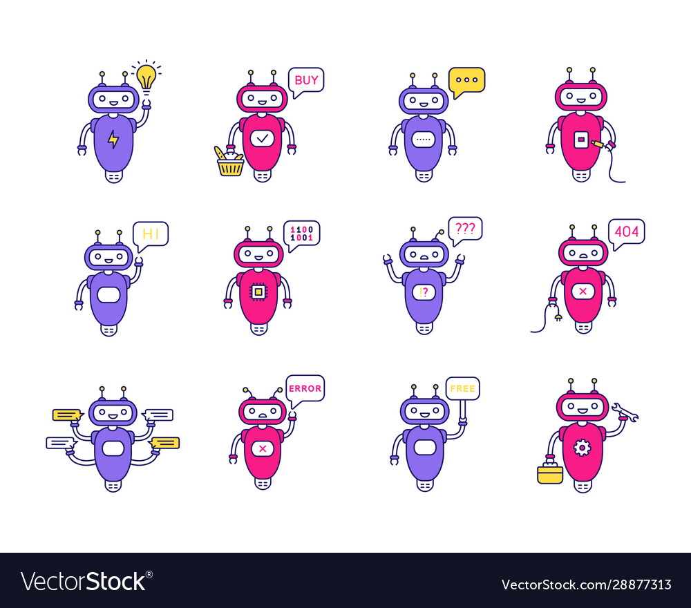 Chatbots color icons set vector image Chatbots color icons set