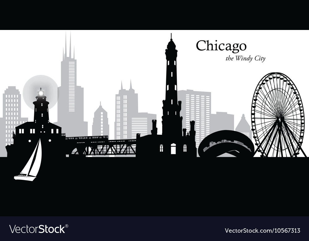 Chicago Illinois Skyline Royalty Free Vector Image