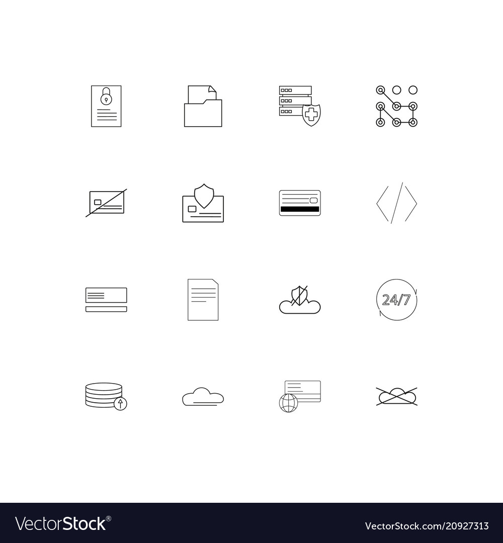 Cyber security linear thin icons set outlined