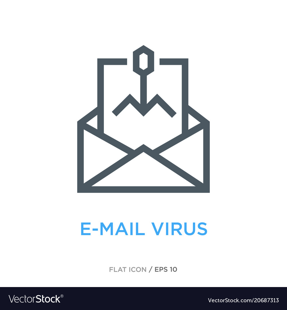 E-mail virus line flat icon