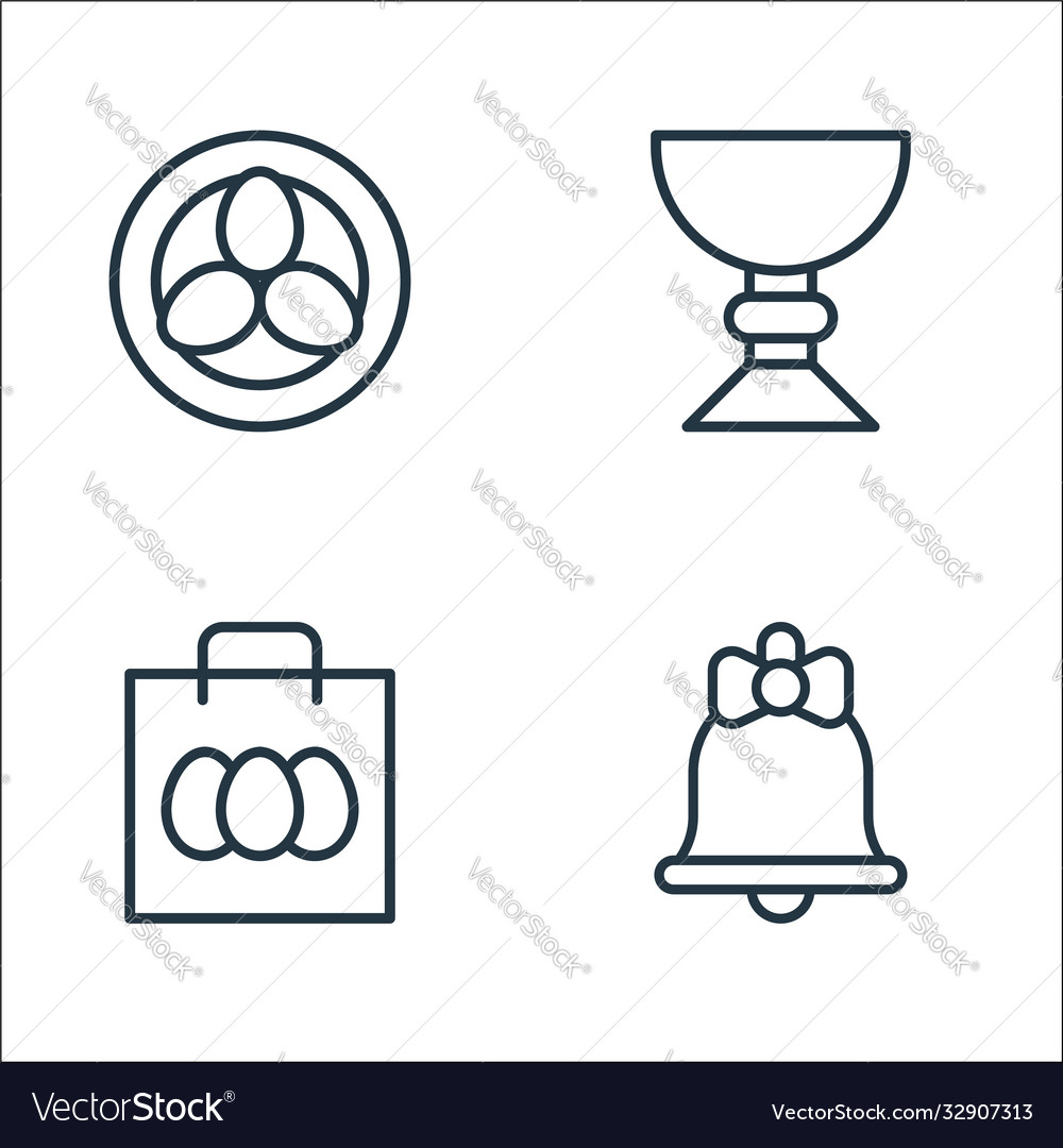Easter line icons linear set quality