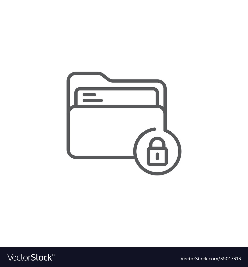 File folder security icon color line outline sign vector image File folder security icon color line outline sign