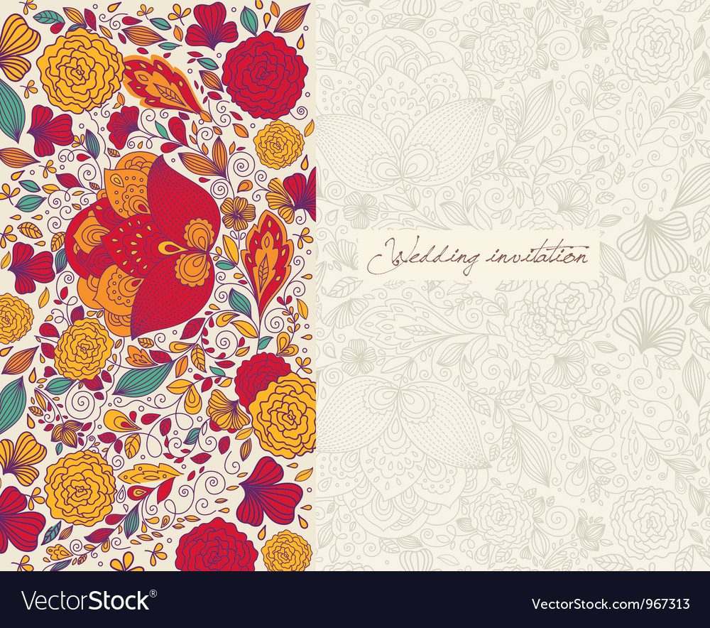 Floral wedding invitation Royalty Free Vector Image