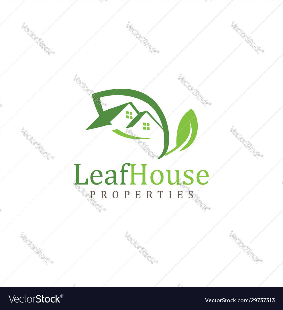Green leaf house logo nature