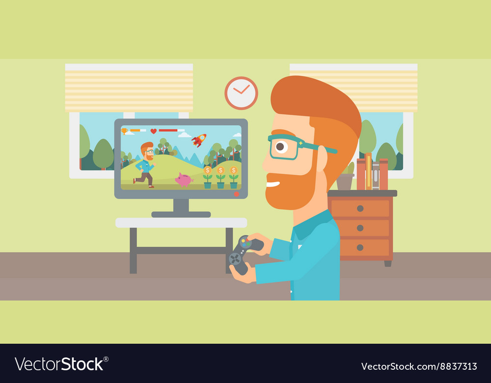 Man playing video game