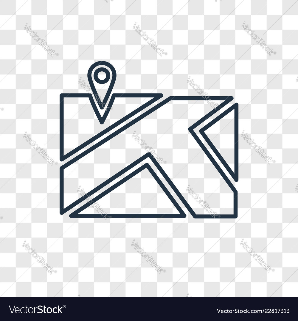 Map concept linear icon isolated on transparent