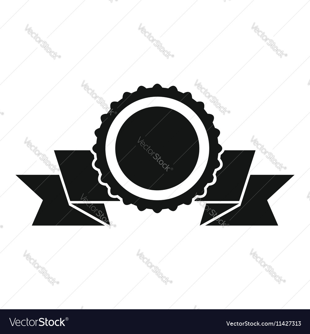 Medal with ribbon icon simple style Royalty Free Vector