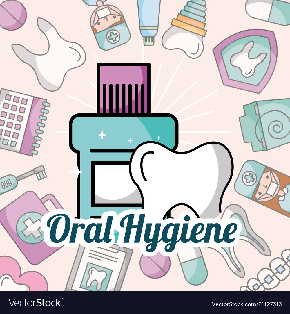 Oral hygiene mouthwash and tooth dentistry Vector Image