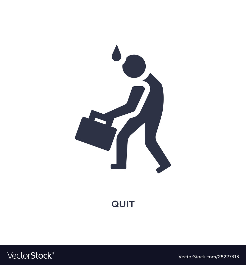 Quit icon on white background simple element from vector image Quit icon on white background simple element from