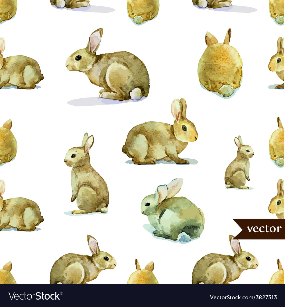Rabbit hare pattern watercolor